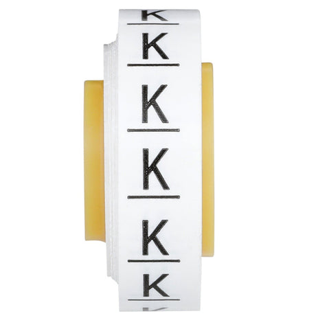 3M SDR-K Wire Marker Tape Refill Roll, Pre-printed Letter K, White (7000031526) (10 Pack) - 3