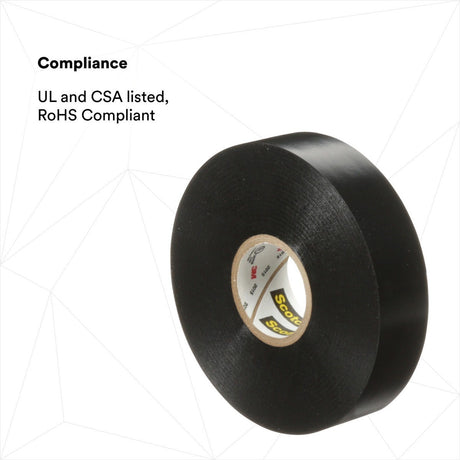 3M Scotch Vinyl Electrical Tape Super 88, Black, 3/4 in x 44 ft, Premium Grade, Rubber Resin Adhesive, PVC Backing (88-3/4X44FT) (7000031579) (10 Rolls)  - (10Pack) - 6