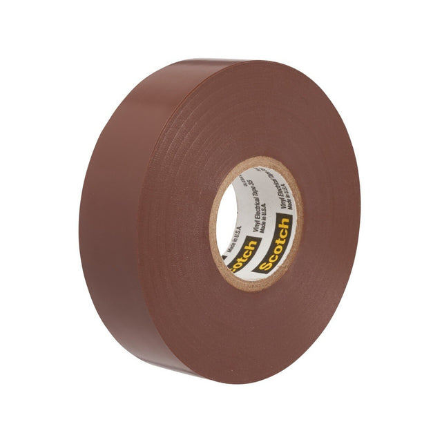 3M 35 Scotch Vinyl Color Coding Electrical Tape, Brown, 3/4 in x 66 ft, 7 mil, Premium Grade, Flame Retardant (35-3/4X66FT-BR) (7000031580)  - (10Pack)