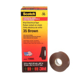 3M 35 Scotch Vinyl Color Coding Electrical Tape, Brown, 3/4 in x 66 ft, 7 mil, Premium Grade, Flame Retardant (35-3/4X66FT-BR) (7000031580)  - (10Pack) - 2