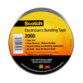 3M Scotch Electricians Duct Tape 2000, Gray, 2 in x 50 yd Roll (2000-2X50YD) (7000031684)  - (12Pack)