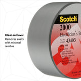 3M Scotch Electricians Duct Tape 2000, Gray, 2 in x 50 yd Roll (2000-2X50YD) (7000031684)  - (12Pack) - 3