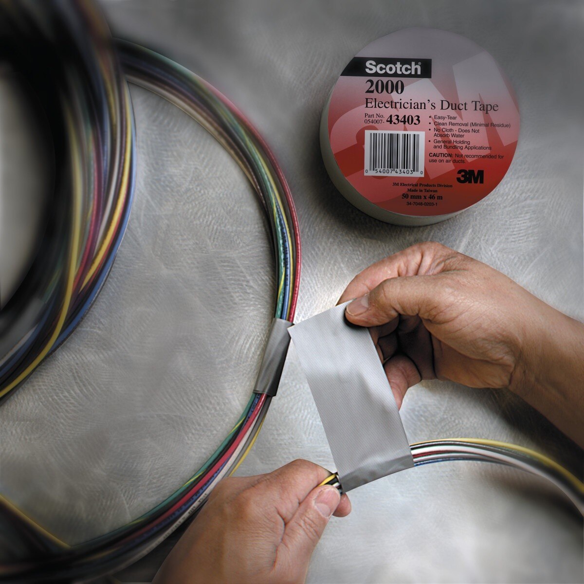 3M Scotch Electricians Duct Tape 2000, Gray, 2 in x 50 yd Roll (2000-2X50YD) (7000031684)  - (12Pack) - 7