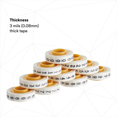 3M ScotchCode Wire Marker Tape Refill Roll, Numbers 0-9, White, 2.4 m x 5.46 mm (SDR-0-9) (7000031760)  - (10Pack) - 7