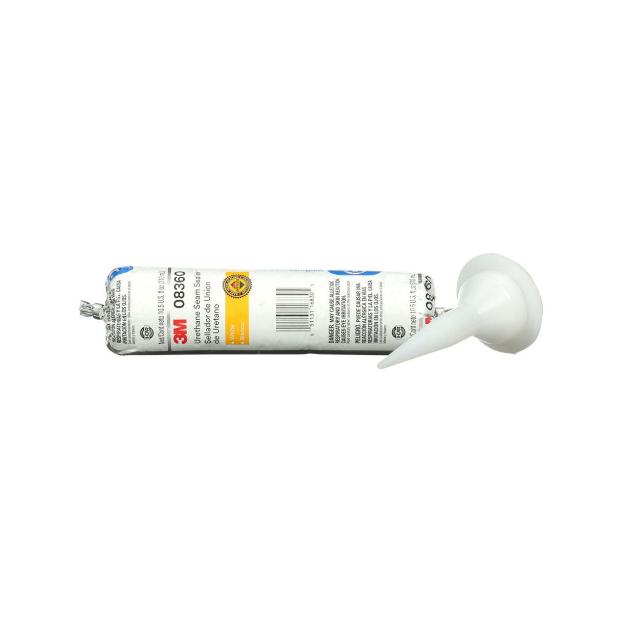 3M 08360 Urethane Seam Sealer, White, High Solids, Permanently Flexible, Moisture-Curing, 310 mL/10.5 fl oz Foil Pack (7000036353)  - (6Pack) - 2