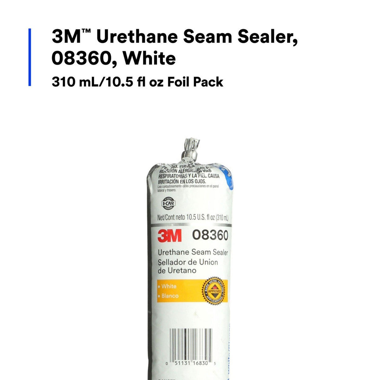 3M 08360 Urethane Seam Sealer, White, High Solids, Permanently Flexible, Moisture-Curing, 310 mL/10.5 fl oz Foil Pack (7000036353)  - (6Pack) - 8