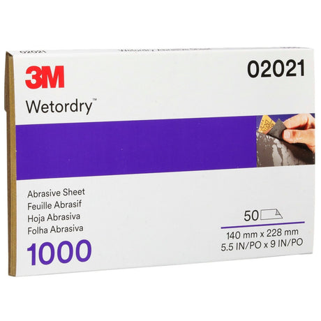 3M 401Q 02021 Abrasive Sheet, 1000 Grit, 5 1/2 in x 9 in (7000042501) (250 Pack) - 3