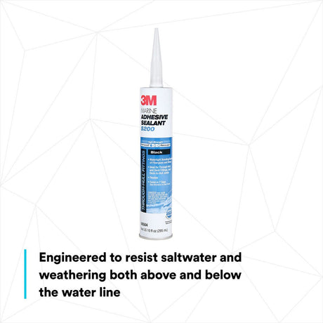 3M 5200 Marine Adhesive Sealant, Black, 10 fl oz Cartridge (06504) (7000042727)  - (12Pack) - 3