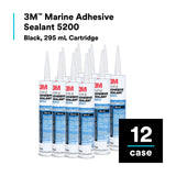 3M 5200 Marine Adhesive Sealant, Black, 10 fl oz Cartridge (06504) (7000042727)  - (12Pack) - 7