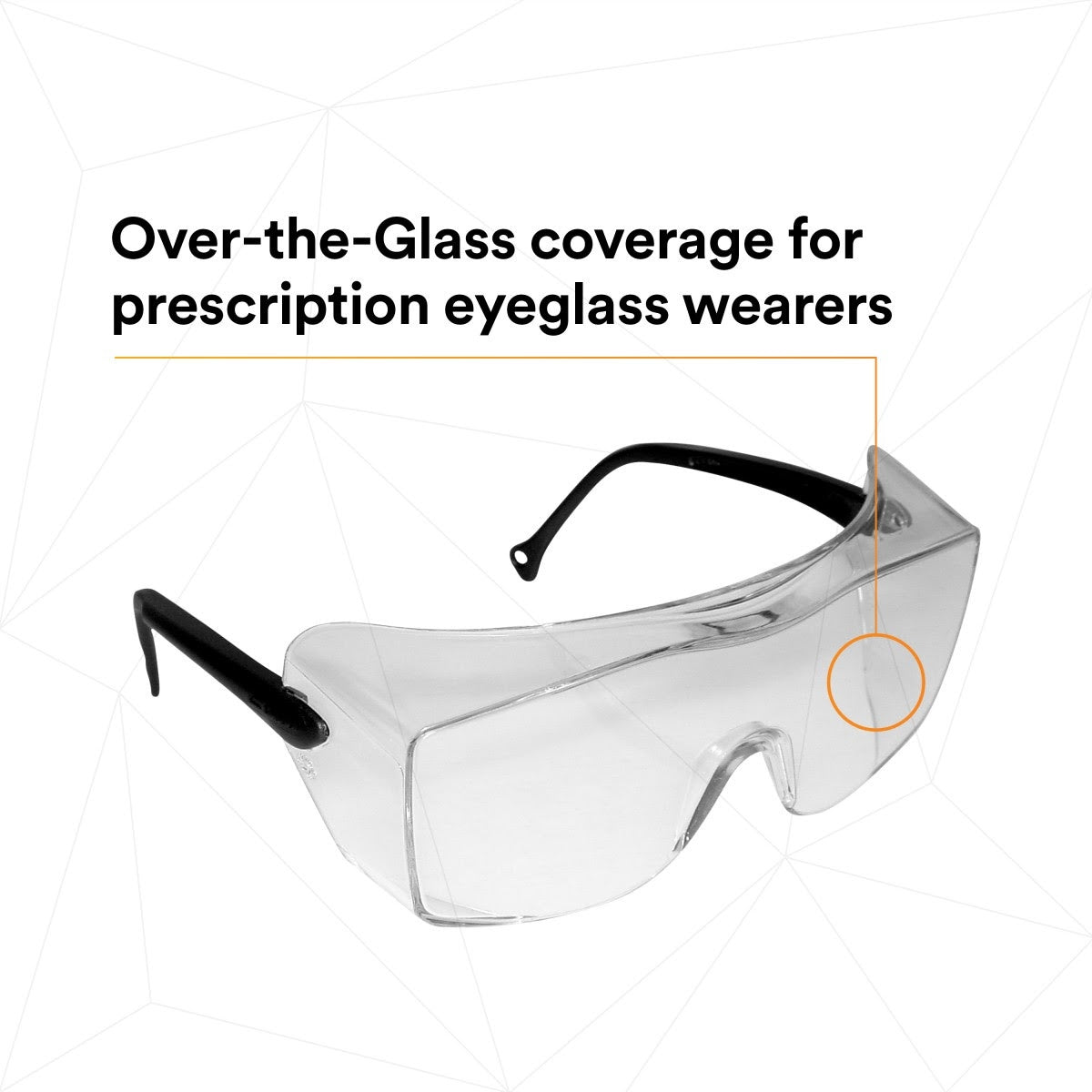 3M 12163-00000-20 OX Protective Eyewear, Clear AF Lens, Black Secure Grip Temple (7000042891)  - (20Pack) - 3
