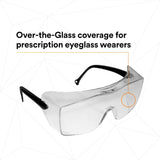 3M 12163-00000-20 OX Protective Eyewear, Clear AF Lens, Black Secure Grip Temple (7000042891)  - (20Pack) - 3