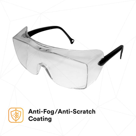 3M 12163-00000-20 OX Protective Eyewear, Clear AF Lens, Black Secure Grip Temple (7000042891)  - (20Pack) - 4