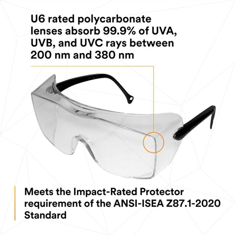 3M 12163-00000-20 OX Protective Eyewear, Clear AF Lens, Black Secure Grip Temple (7000042891)  - (20Pack) - 7