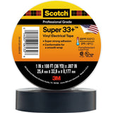 3M Scotch Super 33+ Electrical Tape, Black, 1 in x 36 yd (33+-1X36YD-1) (7000043003)  - (48Pack) - 2