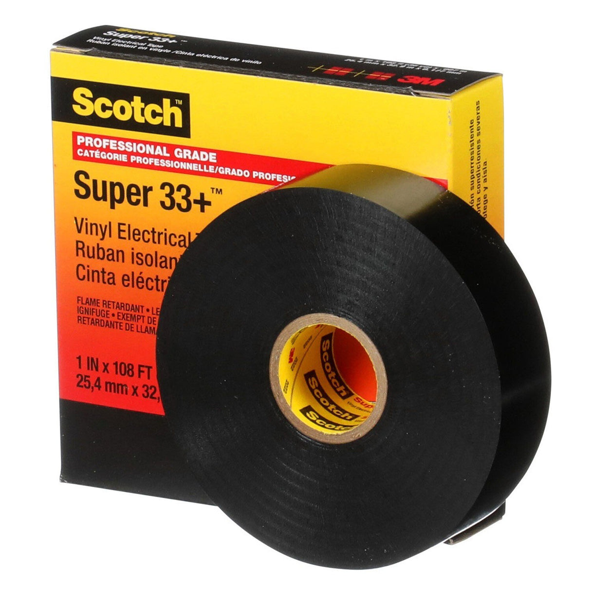 3M Scotch Super 33+ Electrical Tape, Black, 1 in x 36 yd (33+-1X36YD-1) (7000043003)  - (48Pack) - 6