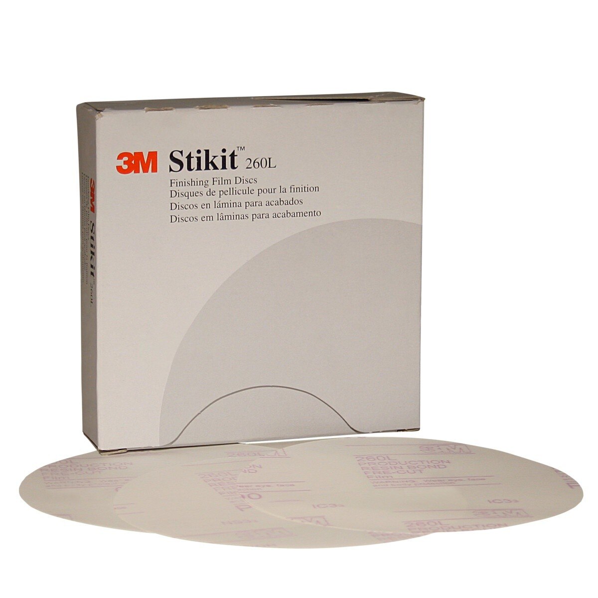 3M 260L 01319 Stikit Finishing Film Abrasive Disc, PSA, Aluminum Oxide, White, 6 in, P1000 (7000044717) (400 Pack) - 2