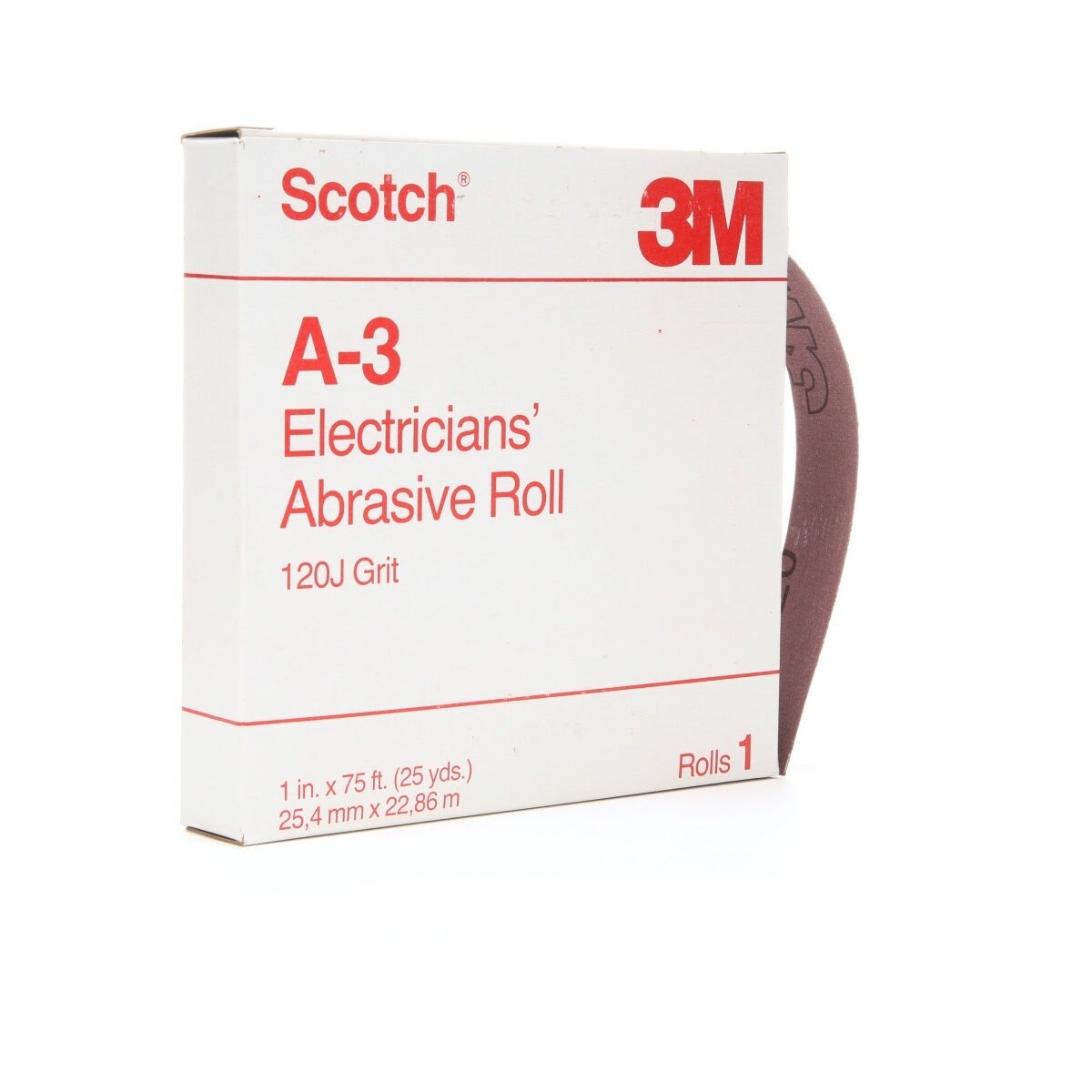 3M A-3 Scotch Electrician's Abrasive, 1 in x 25 yd, 120 J-weight (7000044879)  - (10Pack)
