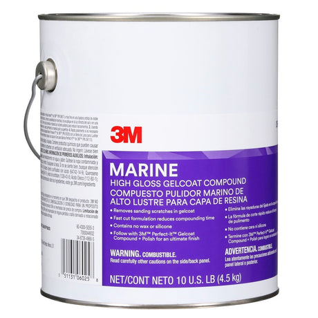 3M Marine High Gloss Gelcoat Compound, White, 10 lb (06025) (7000044932)  - (4Pack) - 2