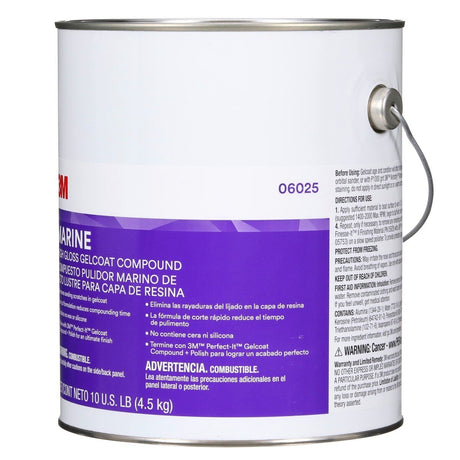 3M Marine High Gloss Gelcoat Compound, White, 10 lb (06025) (7000044932)  - (4Pack) - 3