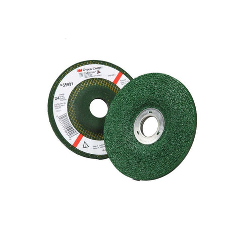 3M 55991 Green Corps Depressed Center Grinding Wheel, Type 27, 4-1/2 in x 1/4 in x 7/8 in, 24 Grit (7000044994) (40 Pack)