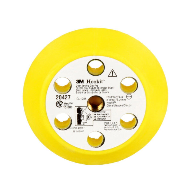 3M Hookit Clean Sanding Foam Backing Disc Pad Kit, Yellow, 3 in, Vacuum Sanding, 5 Adapters (20427) (7000045008)  - (5Pack)