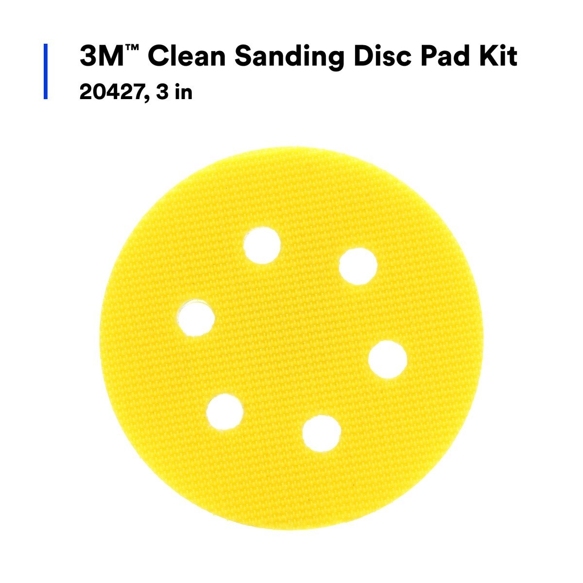 3M Hookit Clean Sanding Foam Backing Disc Pad Kit, Yellow, 3 in, Vacuum Sanding, 5 Adapters (20427) (7000045008)  - (5Pack) - 6