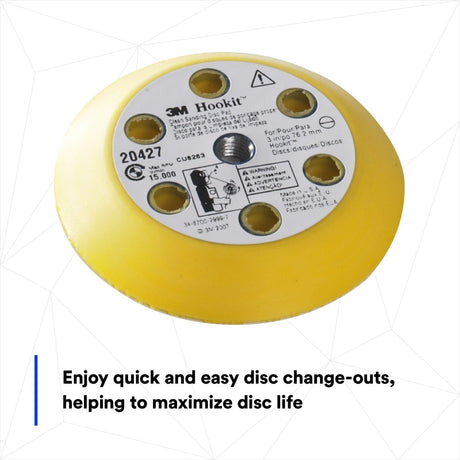 3M Hookit Clean Sanding Foam Backing Disc Pad Kit, Yellow, 3 in, Vacuum Sanding, 5 Adapters (20427) (7000045008)  - (5Pack) - 7