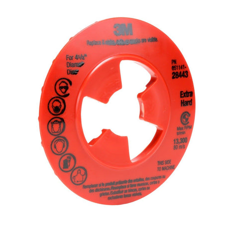 3M 28443 Disc Pad Face Plate Ribbed Extra Hard Density Red 4-1/2 in For High Pressure Grinding Attaches to Disc Pad Hub (7000045279)  - (10Pack) - 2