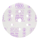 3M 260L 01070 Hookit Finishing Film Abrasive Disc, Dust Free, Aluminum Oxide, P800, White, 6 in, 6 Hole (7000045431) (400 Pack)