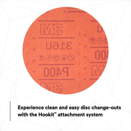 3M 316U 01218 Hookit Red Abrasive Disc, Aluminum Oxide, P400, Red, 6 in (7000045463) (300 Pack) - 6