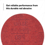 3M 316U 01261 Hookit Red Abrasive Disc, Hook & Loop, Aluminum Oxide P80, 6 in (7000045464) (300 Pack) - 3