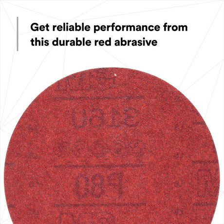 3M 316U 01261 Hookit Red Abrasive Disc, Hook & Loop, Aluminum Oxide P80, 6 in (7000045464) (300 Pack) - 3