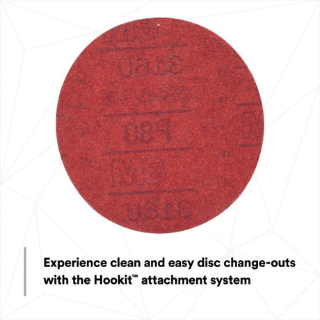 3M 316U 01261 Hookit Red Abrasive Disc, Hook & Loop, Aluminum Oxide P80, 6 in (7000045464) (300 Pack) - 6