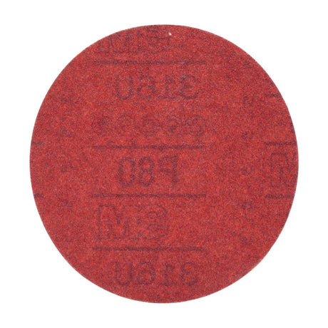 3M 316U 01261 Hookit Red Abrasive Disc, Hook & Loop, Aluminum Oxide P80, 6 in (7000045464) (300 Pack) - 7