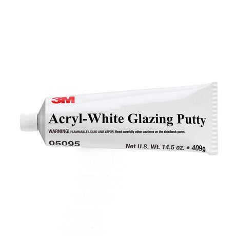 3M 05095 Acryl-White Glazing Putty, White, 14.5 oz Tube for Automotive and Marine Finishes (7000045479)  - (12Pack)