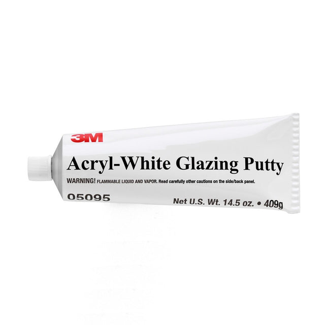 3M 05095 Acryl-White Glazing Putty, White, 14.5 oz Tube for Automotive and Marine Finishes (7000045479)  - (12Pack)