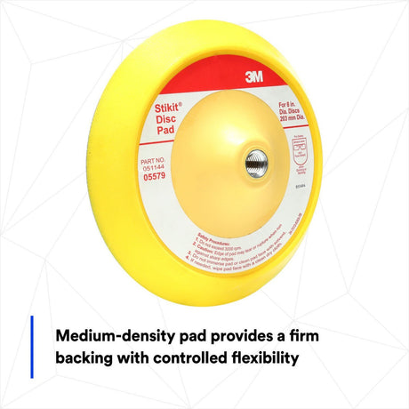 3M 05579 Stikit PSA Abrasive Disc Back-up Pad, Medium Density, Yellow, 8 in (7000045658) - 6