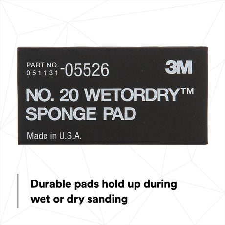 3M 05526 Sponge Pad 20 Flexible Soft Black 5-1/2 in x 2-3/4 in x 3/8 in (7000045663)  - (50Pack) - 4