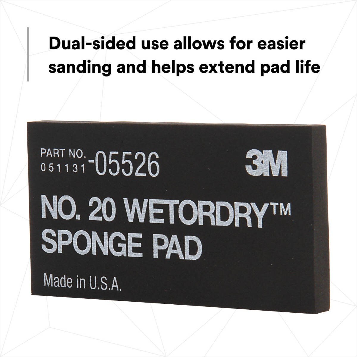 3M 05526 Sponge Pad 20 Flexible Soft Black 5-1/2 in x 2-3/4 in x 3/8 in (7000045663)  - (50Pack) - 5