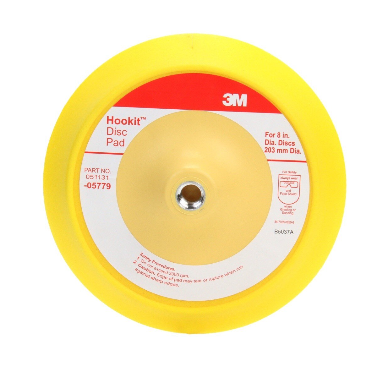 3M 05779 Hookit Abrasive Disc Pad, Medium Density Foam, Yellow, 8 in, 5/8-11 INT (7000045671)