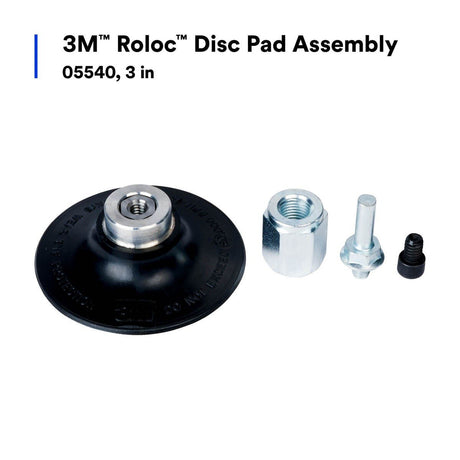 3M Roloc Disc Pad Assembly Quick Change Backup Pad Black Rubber 3 in (05540) (7000045705)  - (10Pack) - 2