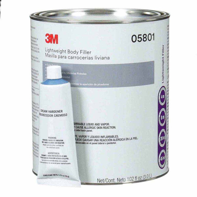 3M 7000045748 Lightweight Body Filler 1 Gallon Can (Includes Cream Hardener)