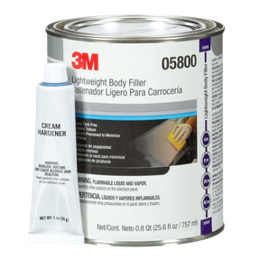 3M 05800 Lightweight Body Filler Blue 0.8 qt 25.6 fl oz Can Repairs Dents with Cream Hardener (7000045749)  - (6Pack)