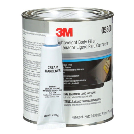 3M 05800 Lightweight Body Filler Blue 0.8 qt 25.6 fl oz Can Repairs Dents with Cream Hardener (7000045749)  - (6Pack) - 3