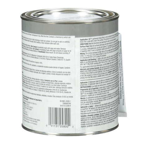 3M 05800 Lightweight Body Filler Blue 0.8 qt 25.6 fl oz Can Repairs Dents with Cream Hardener (7000045749)  - (6Pack) - 4