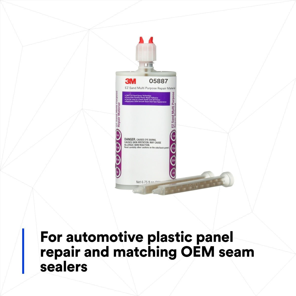 3M 05887 EZ Sand Multi Purpose Repair Material, Ready-To-Use Two-Part Epoxy Finishing Adhesive, White Gray, 200 mL 6.75 fl oz Cartridge (7000045776) - 6