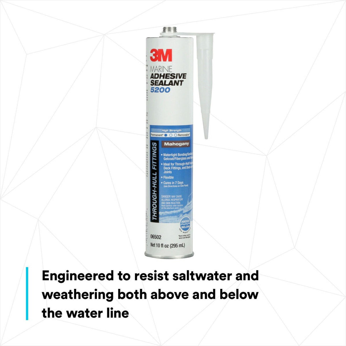 3M 5200 6502 Marine Adhesive Sealant Mahogany 10 fl oz Cartridge Above/Below Waterline Flexible Permanent Bonding (7000045778)  - (12Pack) - 7