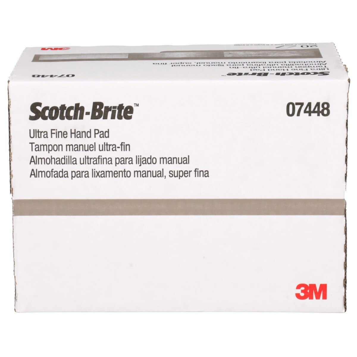 3M HP-HP 7448 07448 Scotch-Brite Ultra Fine Hand Pad, SiC, Gray, 6 in x 9 in (7000045983) (20 Pack) - 6