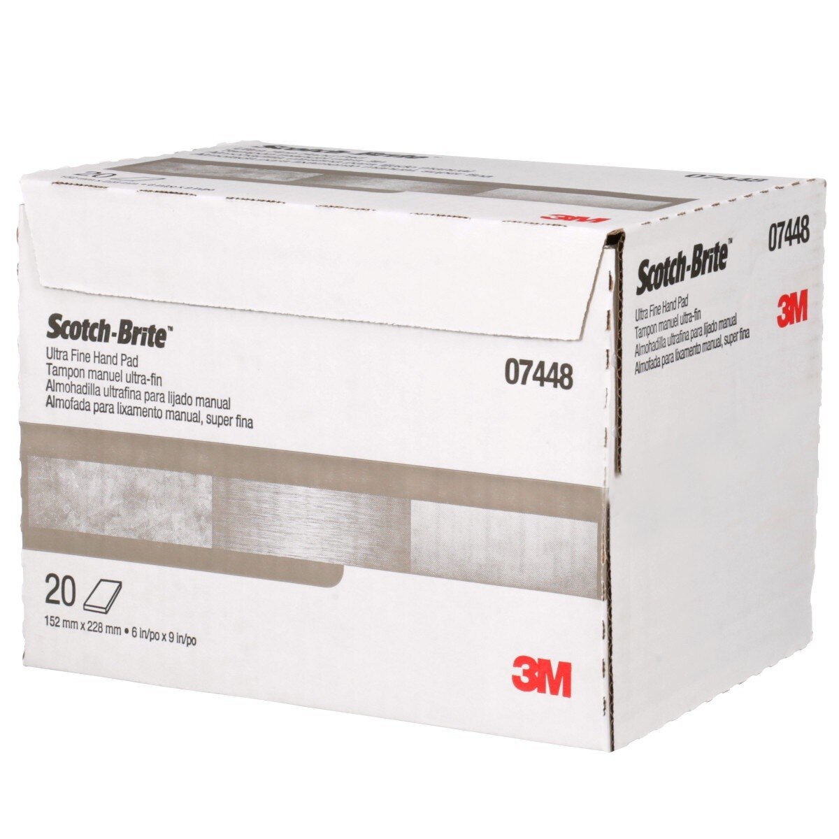 3M HP-HP 7448 07448 Scotch-Brite Ultra Fine Hand Pad, SiC, Gray, 6 in x 9 in (7000045983) (20 Pack) - 7