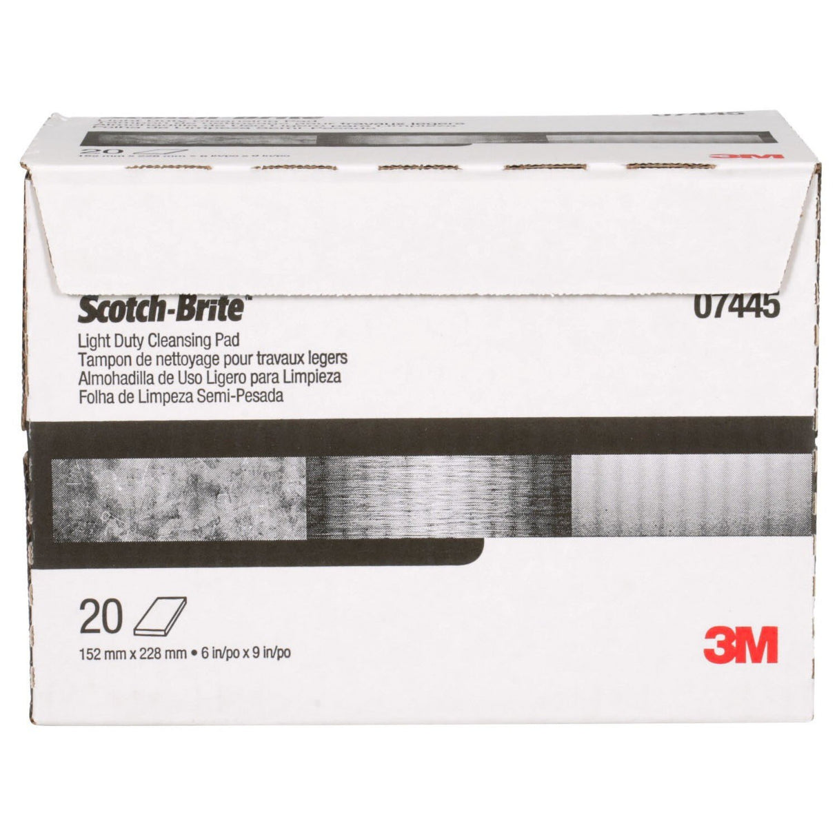3M HP-HP 7445 Scotch-Brite Light Cleansing Hand Pad, Super Fine, White, 6 in x 9 in (7000045995) (60 Pack) - 7